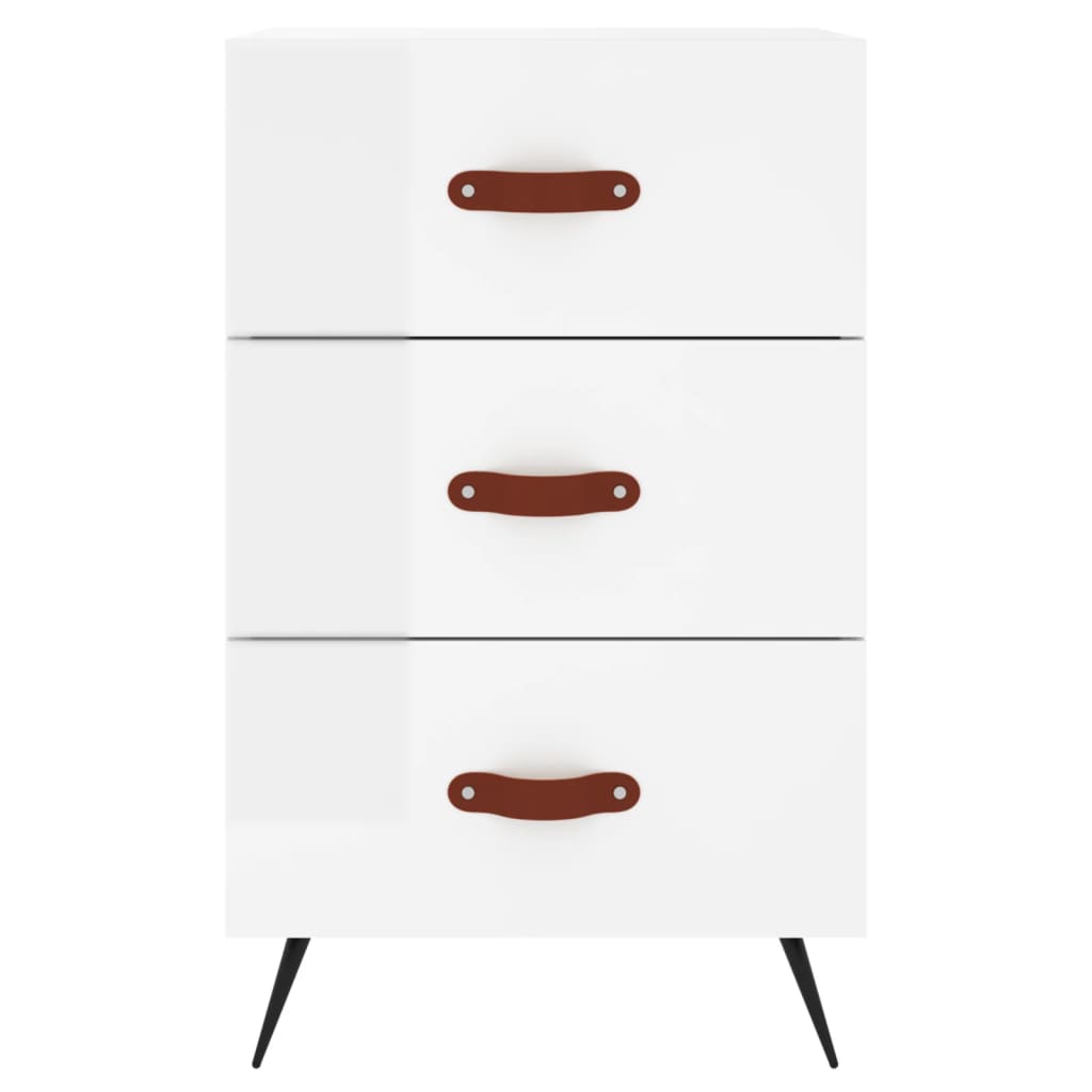 High Gloss White Bedside Cabinet - 40x40x66 cm Engineered Wood