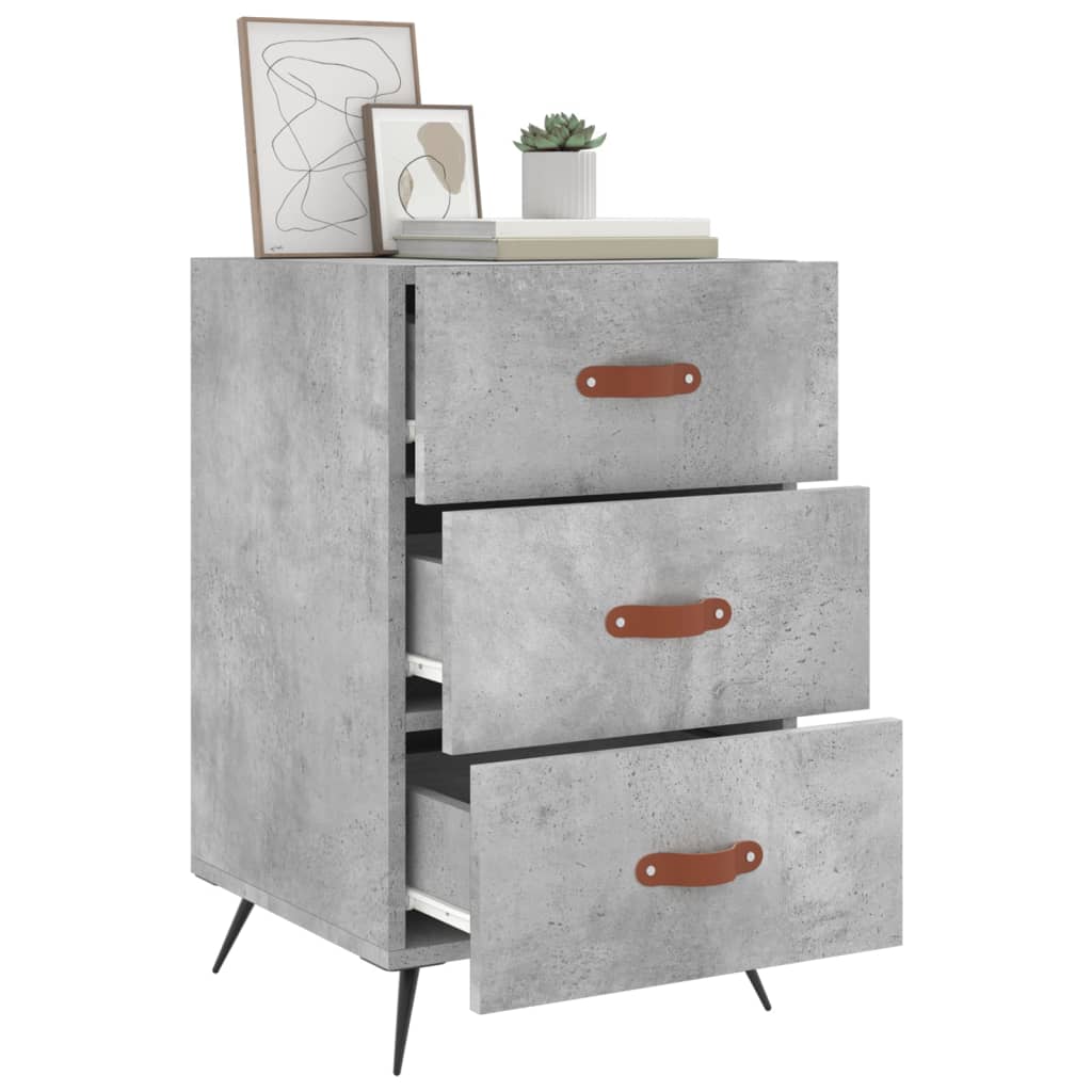 Concrete Grey Bedside Cabinet - 40x40x66 cm Engineered Wood