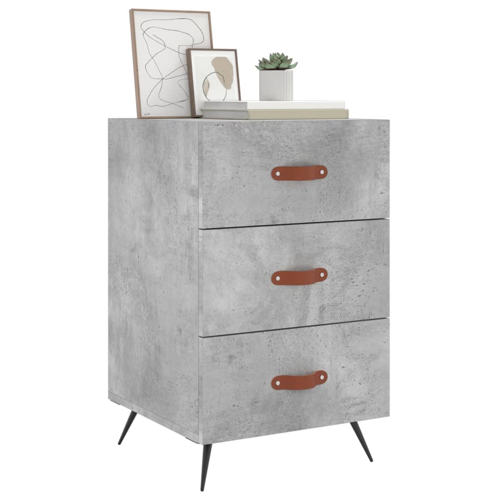 Concrete Grey Bedside Cabinet - 40x40x66 cm Engineered Wood