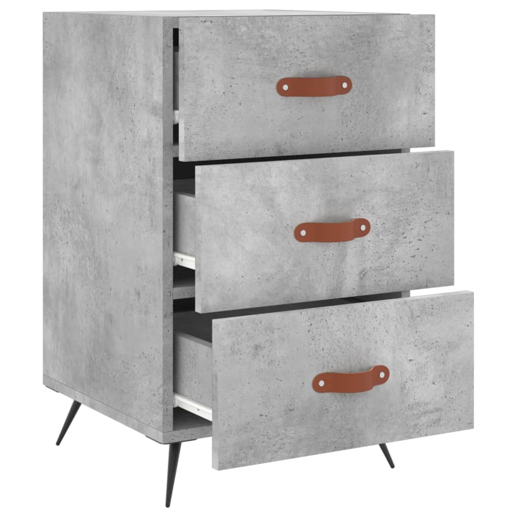 Concrete Grey Bedside Cabinet - 40x40x66 cm Engineered Wood