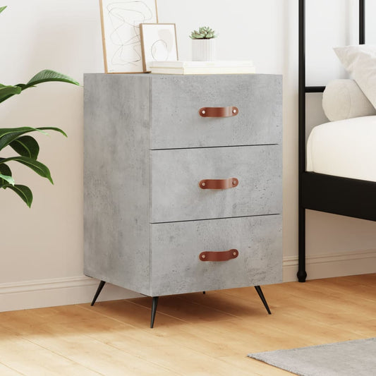 Concrete Grey Bedside Cabinet - 40x40x66 cm Engineered Wood