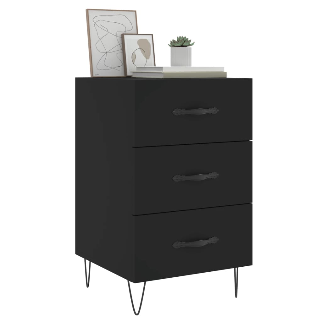 Sleek Black Bedside Cabinet 40x40x66 cm - Engineered Wood