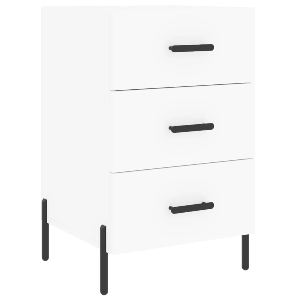 White Engineered Wood Bedside Cabinet - 40x40x66 cm