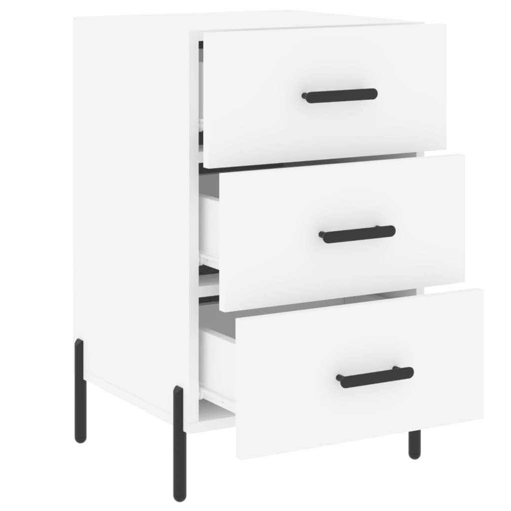 White Engineered Wood Bedside Cabinet - 40x40x66 cm