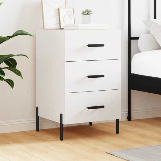 White Engineered Wood Bedside Cabinet - 40x40x66 cm