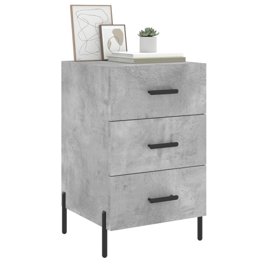 Concrete Grey Bedside Cabinet 40x40x66 cm - Modern Engineered Wood
