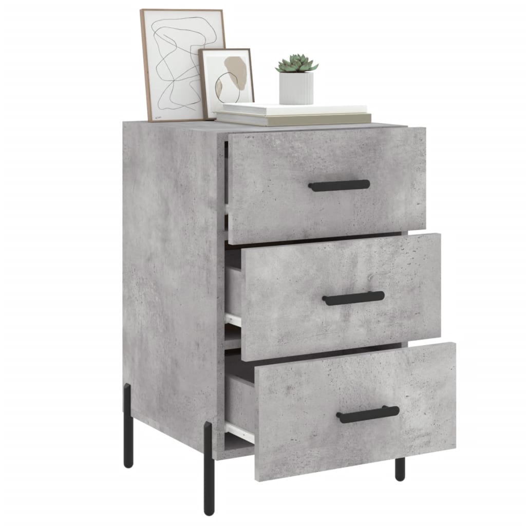Concrete Grey Bedside Cabinet 40x40x66 cm - Modern Engineered Wood