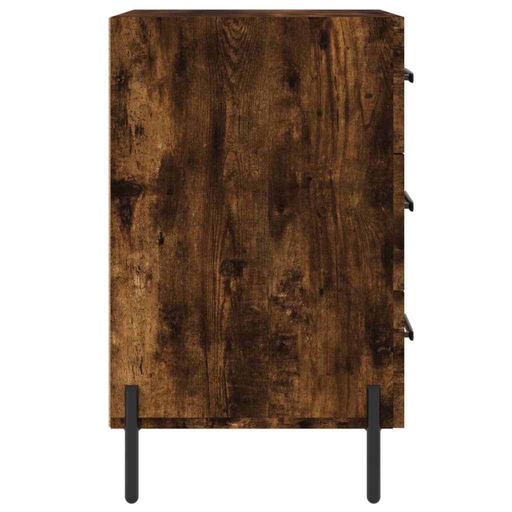 Smoked Oak Bedside Cabinet 40x40x66cm - Engineered Wood Elegance