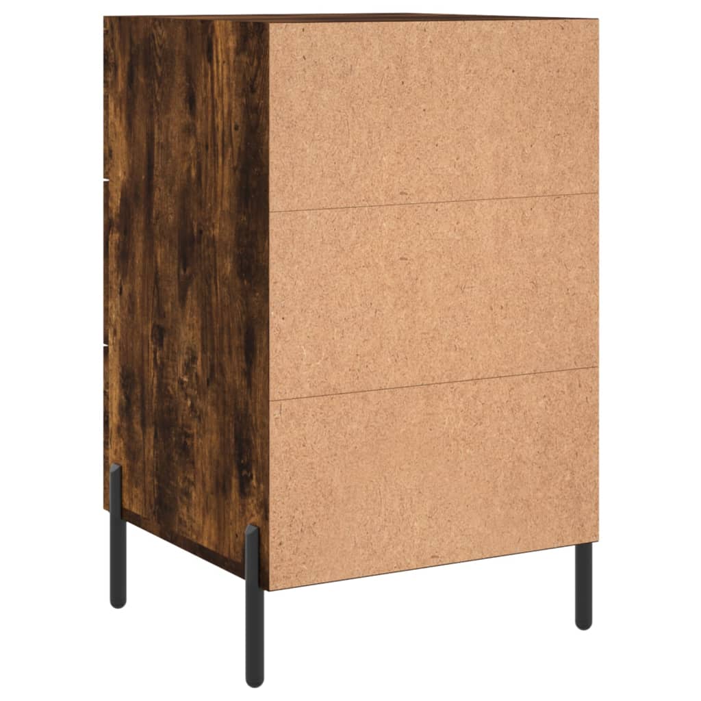 Smoked Oak Bedside Cabinet 40x40x66cm - Engineered Wood Elegance