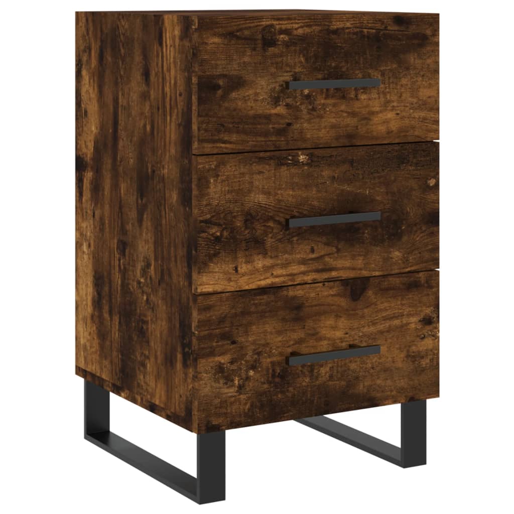 Smoked Oak Bedside Cabinet 40x40x66 cm - Engineered Wood