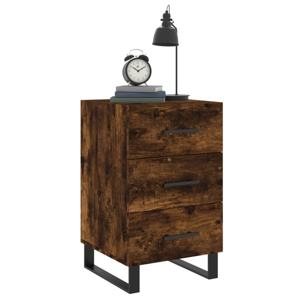 Smoked Oak Bedside Cabinet 40x40x66 cm - Engineered Wood