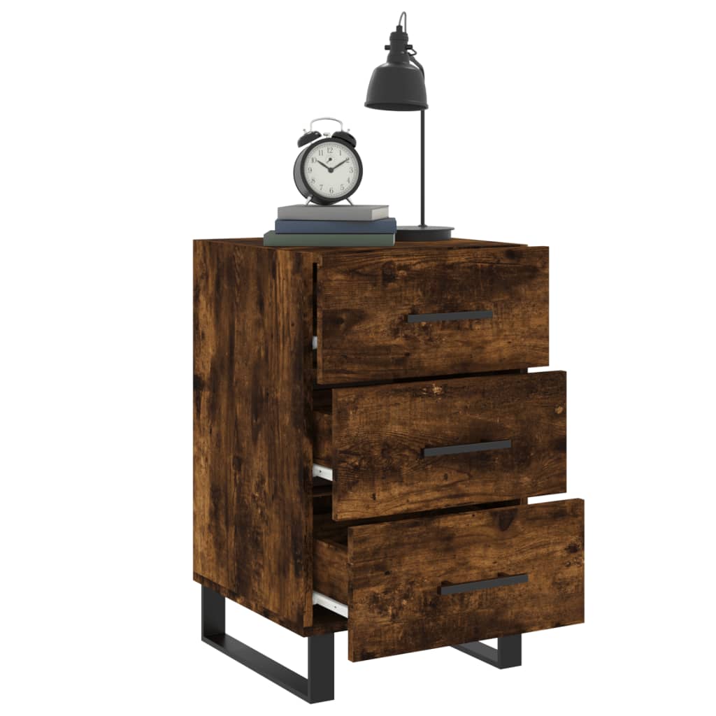 Smoked Oak Bedside Cabinet 40x40x66 cm - Engineered Wood