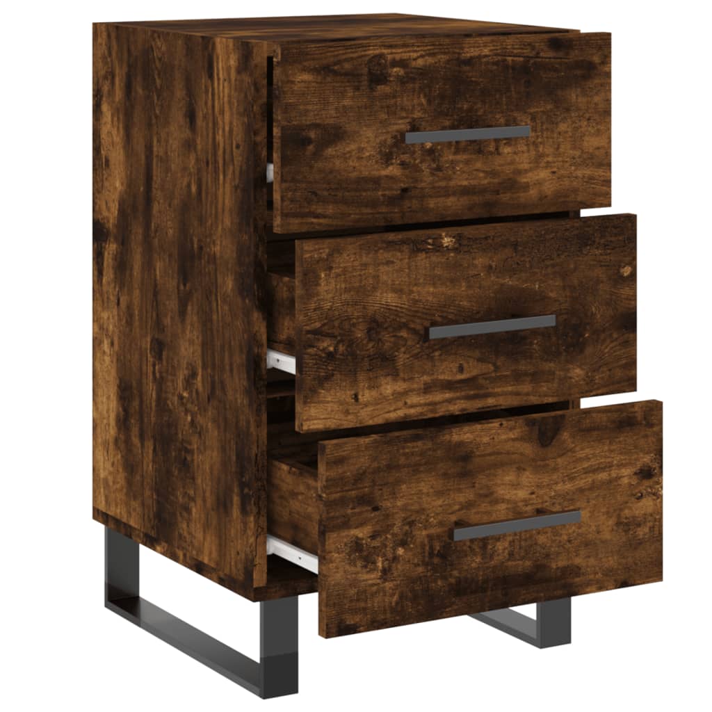 Smoked Oak Bedside Cabinet 40x40x66 cm - Engineered Wood