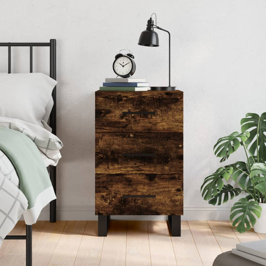 Smoked Oak Bedside Cabinet 40x40x66 cm - Engineered Wood