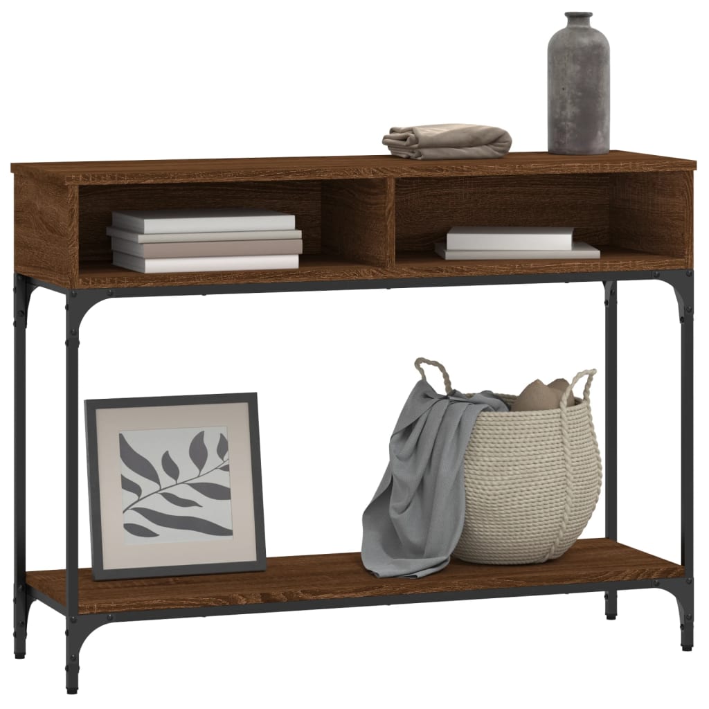 Brown Oak Console Table, 100x30.5x75 cm, Engineered Wood