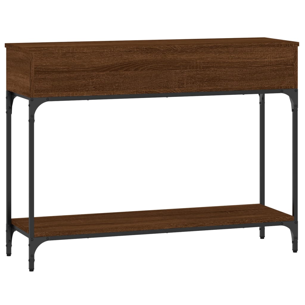 Brown Oak Console Table, 100x30.5x75 cm, Engineered Wood