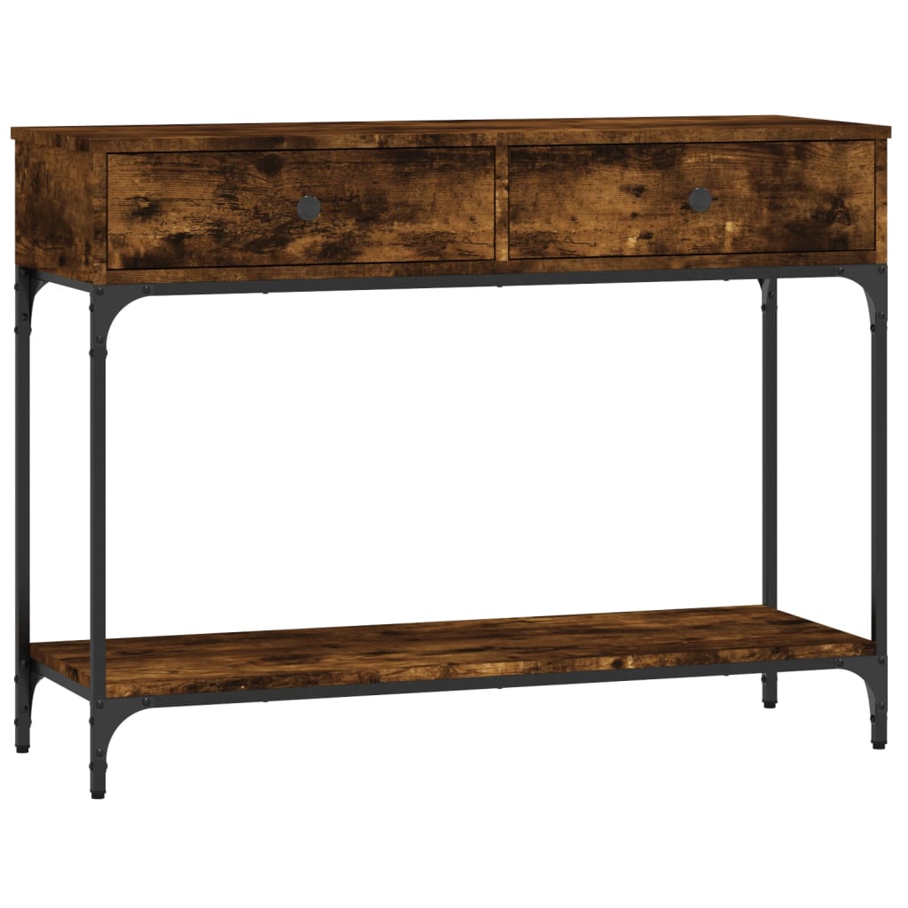 Smoked Oak Console Table - Engineered Wood, 100x34.5x75 cm
