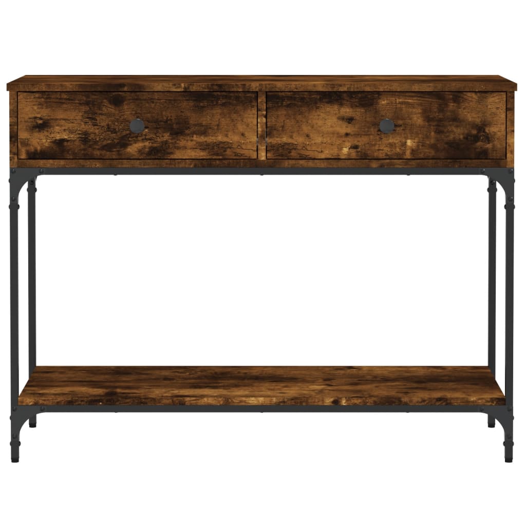 Smoked Oak Console Table - Engineered Wood, 100x34.5x75 cm