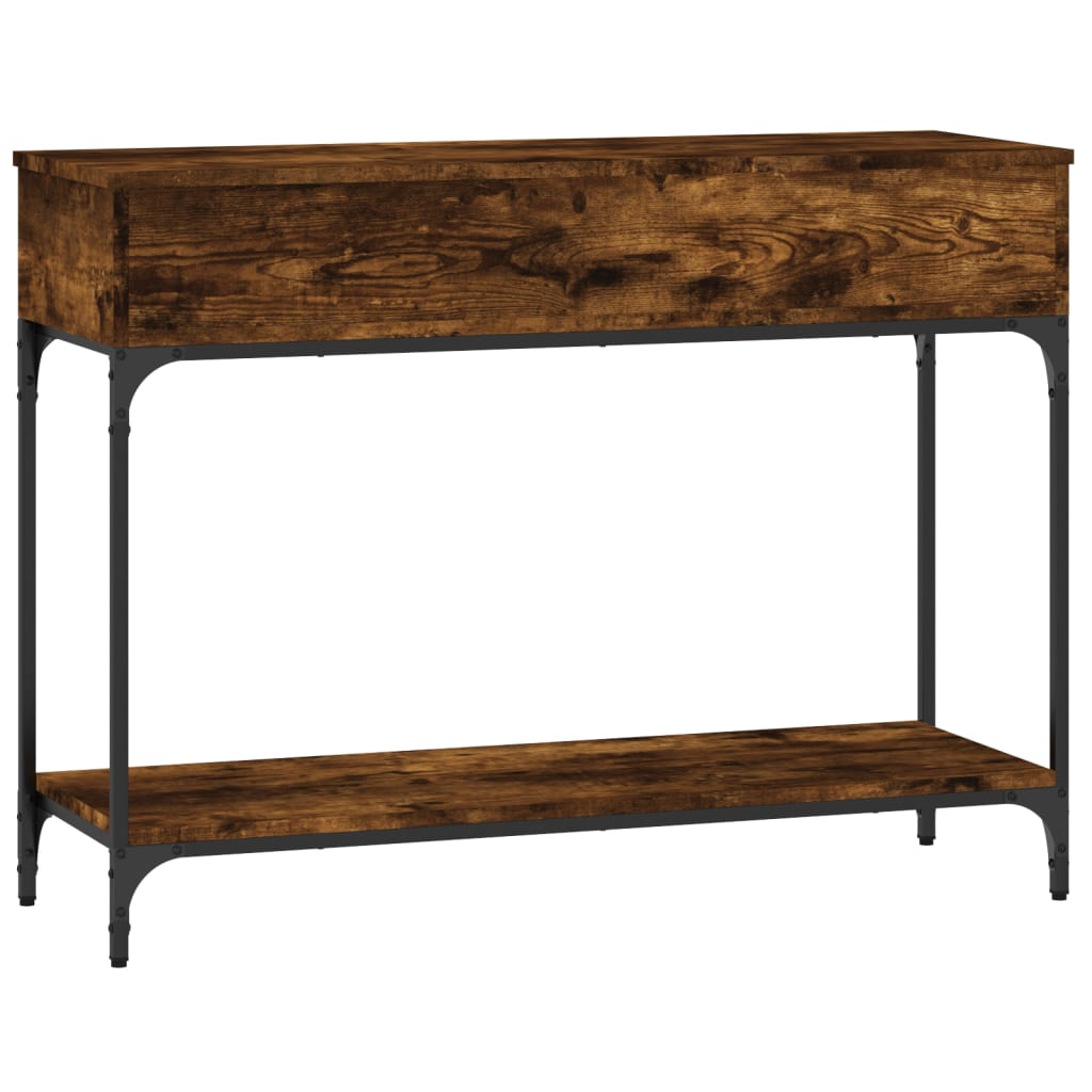 Smoked Oak Console Table - Engineered Wood, 100x34.5x75 cm