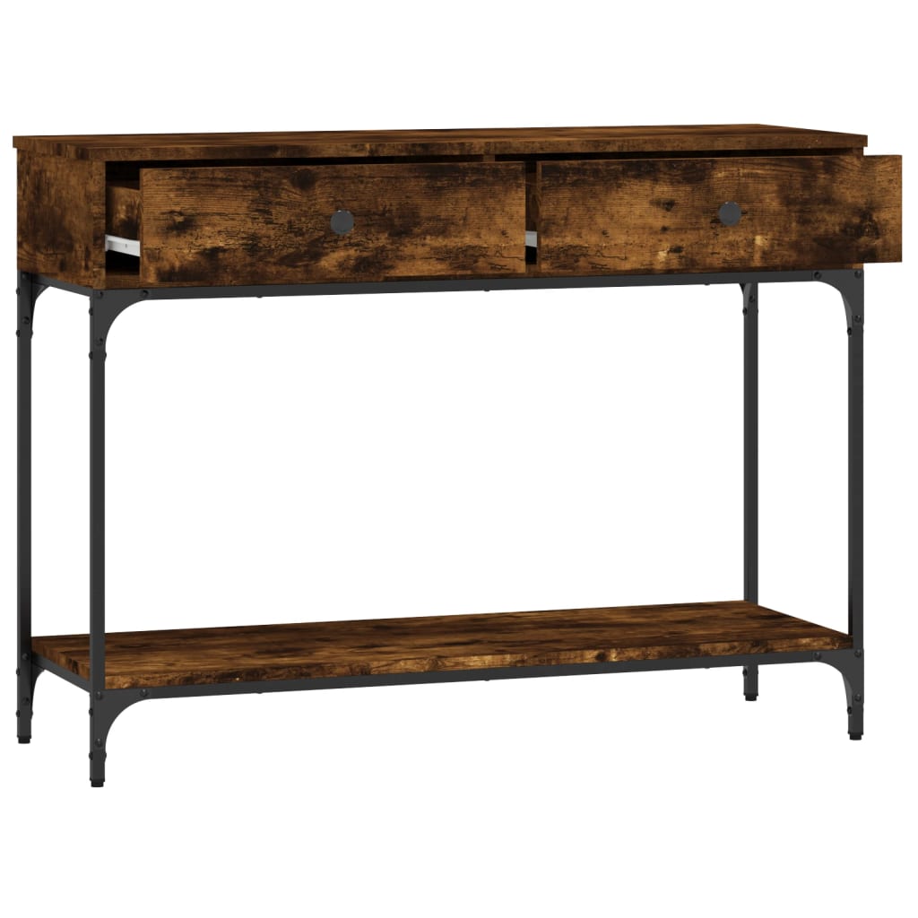 Smoked Oak Console Table - Engineered Wood, 100x34.5x75 cm