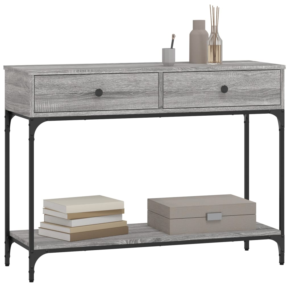 Sonoma Grey Console Table - Engineered Wood, 100x34.5x75 cm