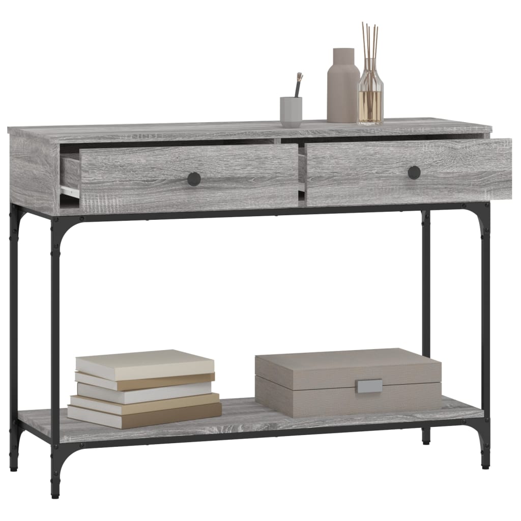 Sonoma Grey Console Table - Engineered Wood, 100x34.5x75 cm