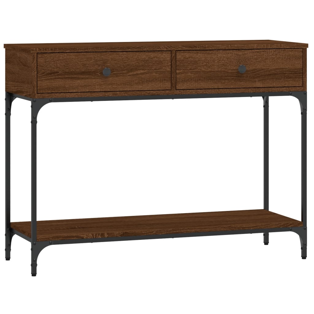 Brown Oak Console Table - Engineered Wood, 100x34.5x75 cm