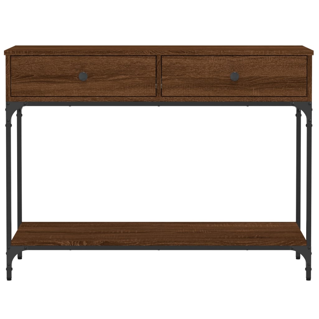 Brown Oak Console Table - Engineered Wood, 100x34.5x75 cm