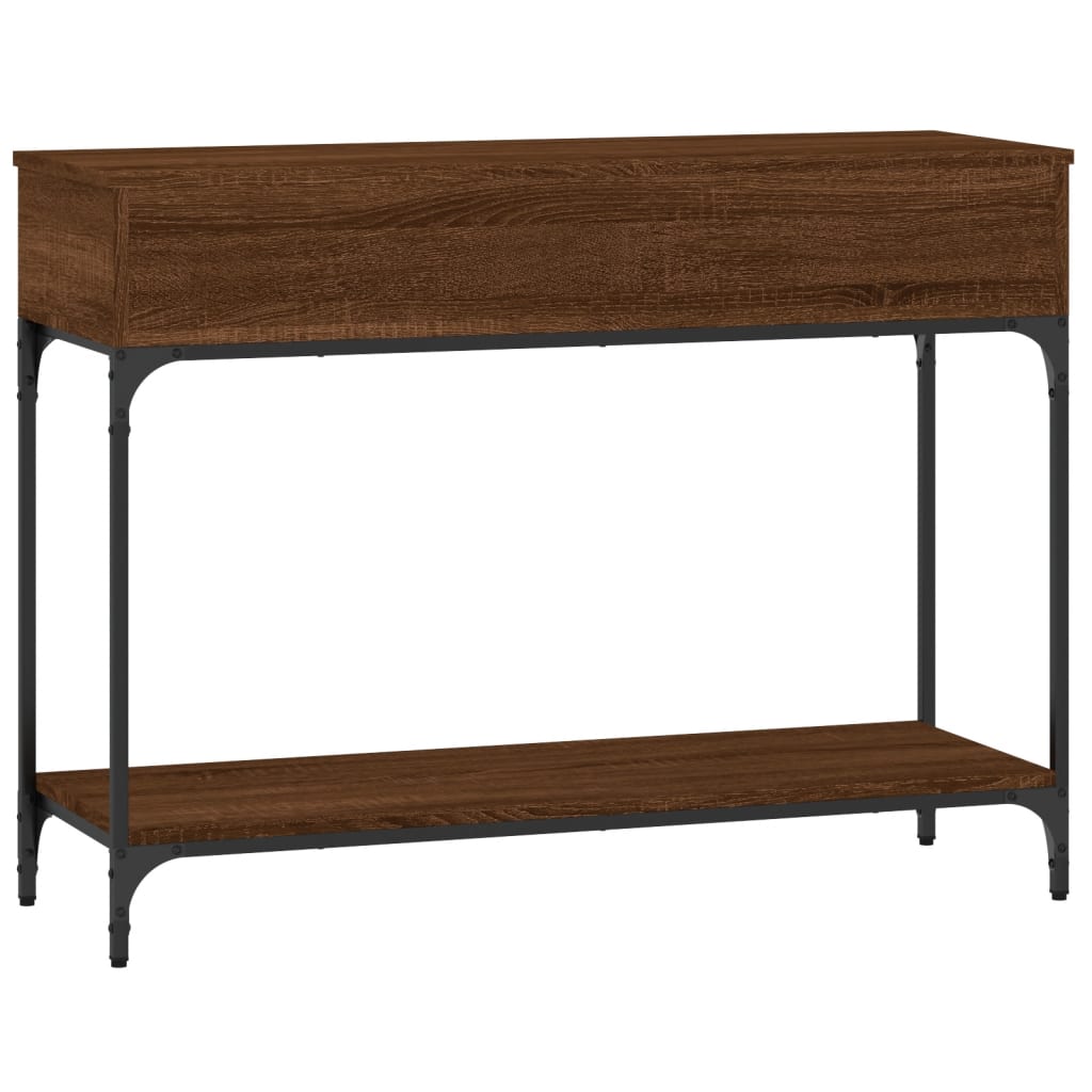 Brown Oak Console Table - Engineered Wood, 100x34.5x75 cm