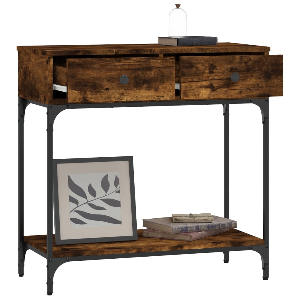Smoked Oak Console Table 75x34.5x75 cm - Engineered Wood