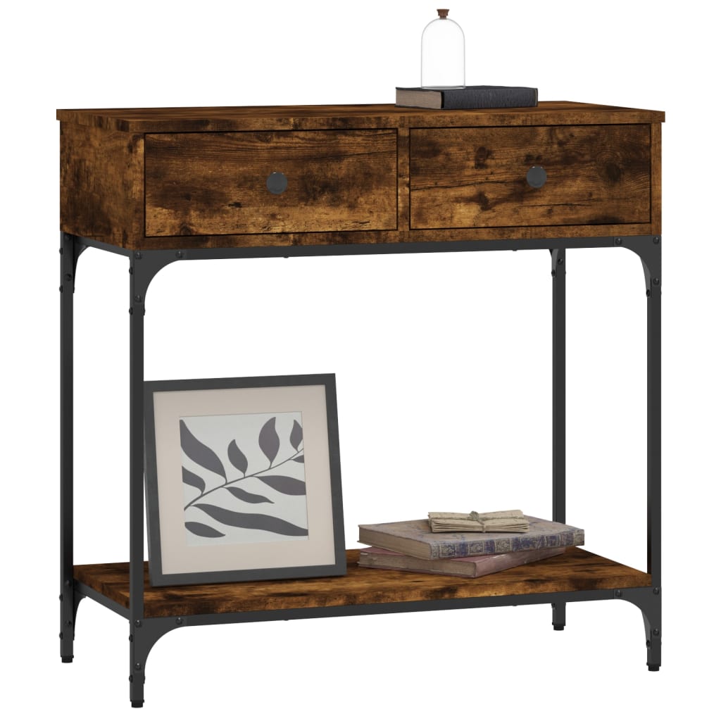 Smoked Oak Console Table 75x34.5x75 cm - Engineered Wood