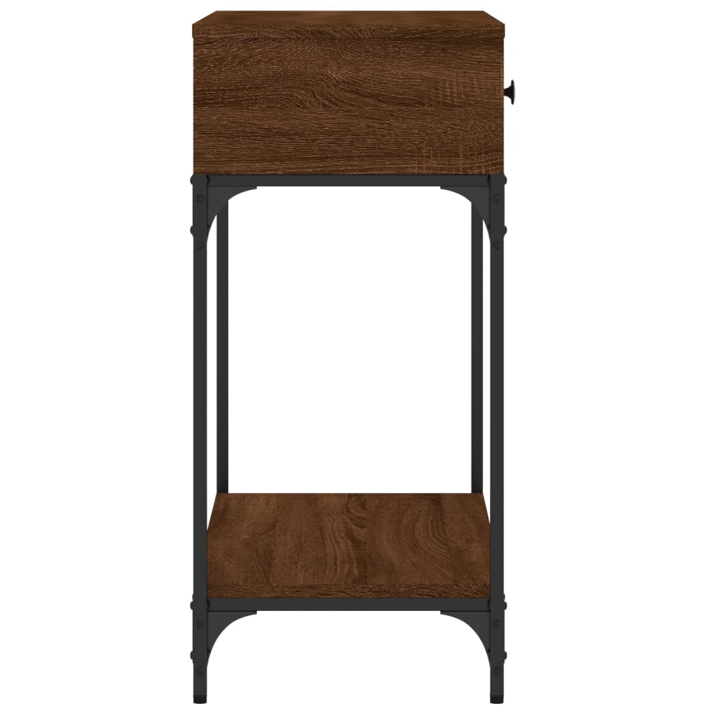 Brown Oak Console Table - 75 cm Engineered Wood