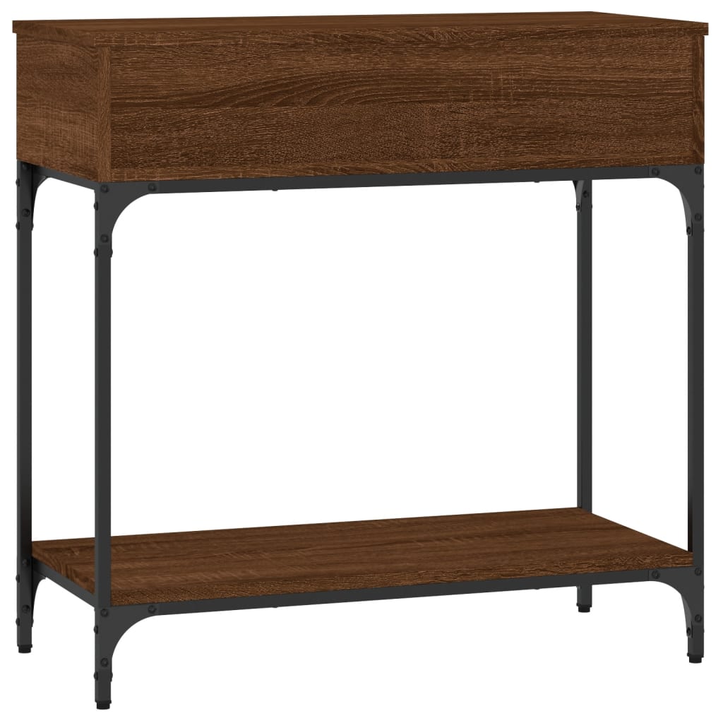 Brown Oak Console Table - 75 cm Engineered Wood
