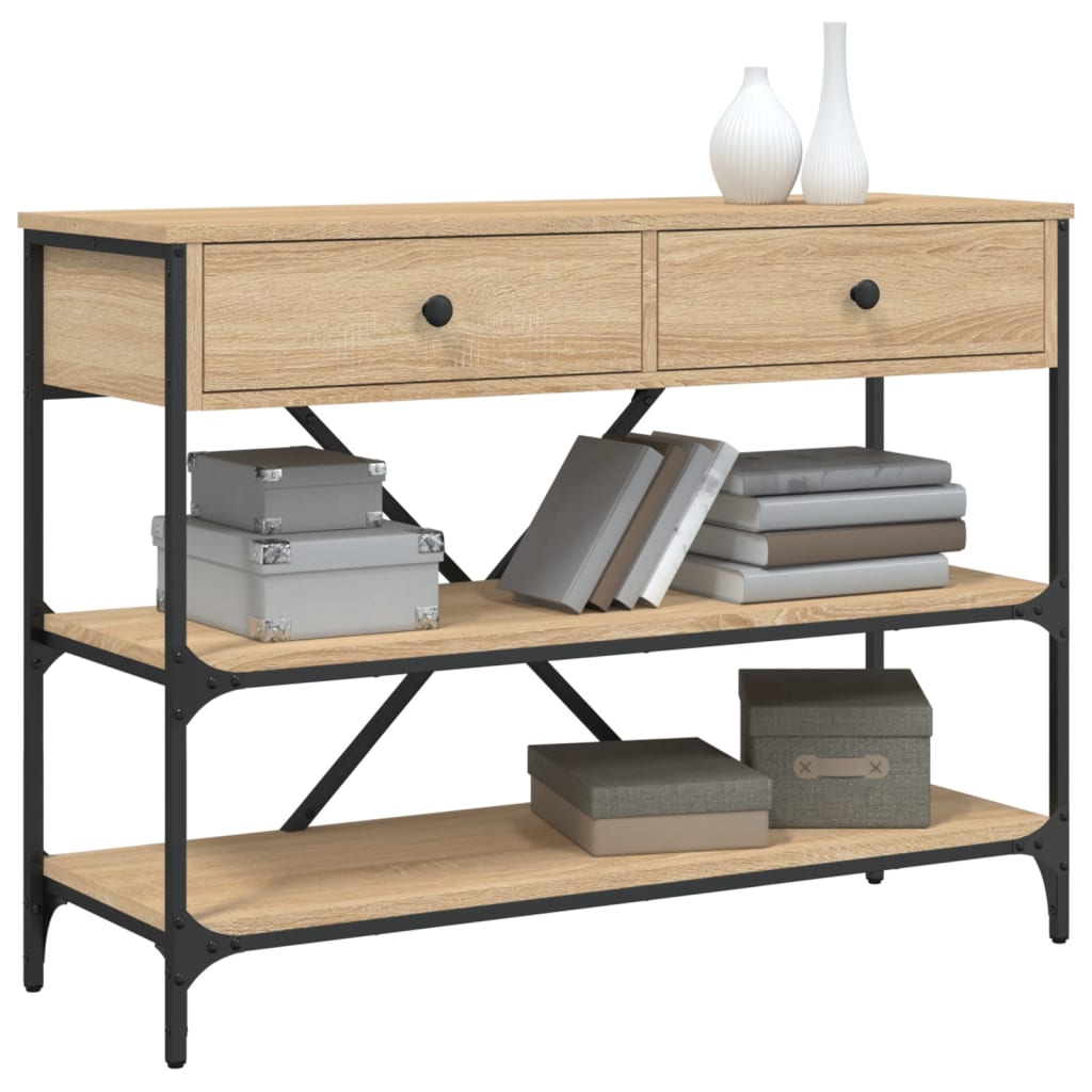 Sonoma Oak Console Table with Drawers & Shelves | Engineered Wood