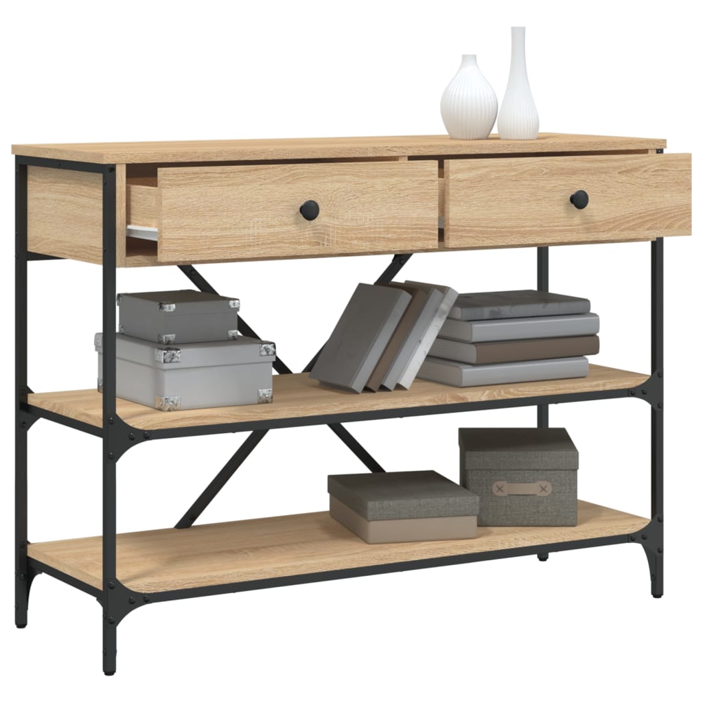 Sonoma Oak Console Table with Drawers & Shelves | Engineered Wood