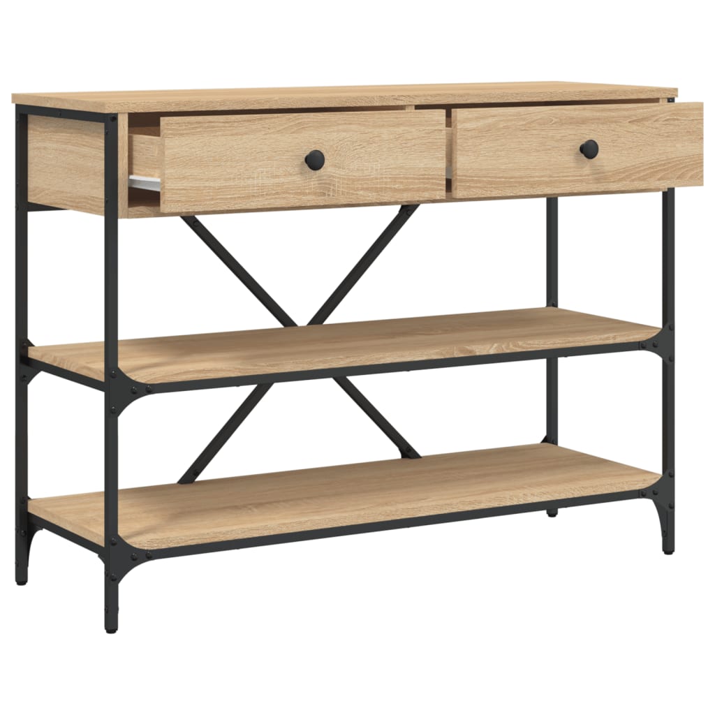Sonoma Oak Console Table with Drawers & Shelves | Engineered Wood