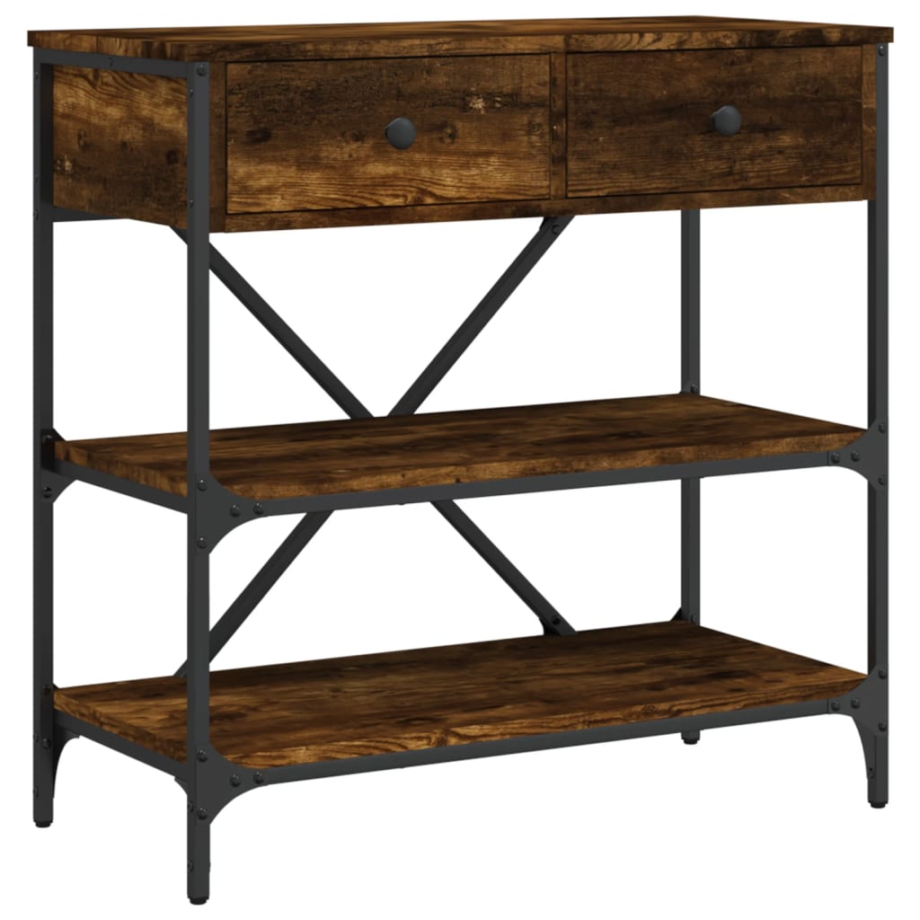 Smoked Oak Engineered Wood Console Table - 75x34.5x75 cm