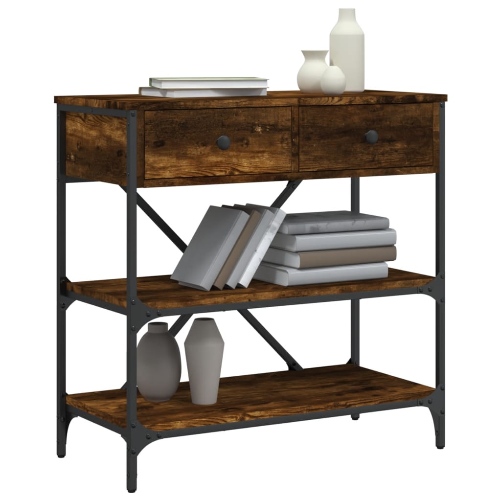 Smoked Oak Engineered Wood Console Table - 75x34.5x75 cm