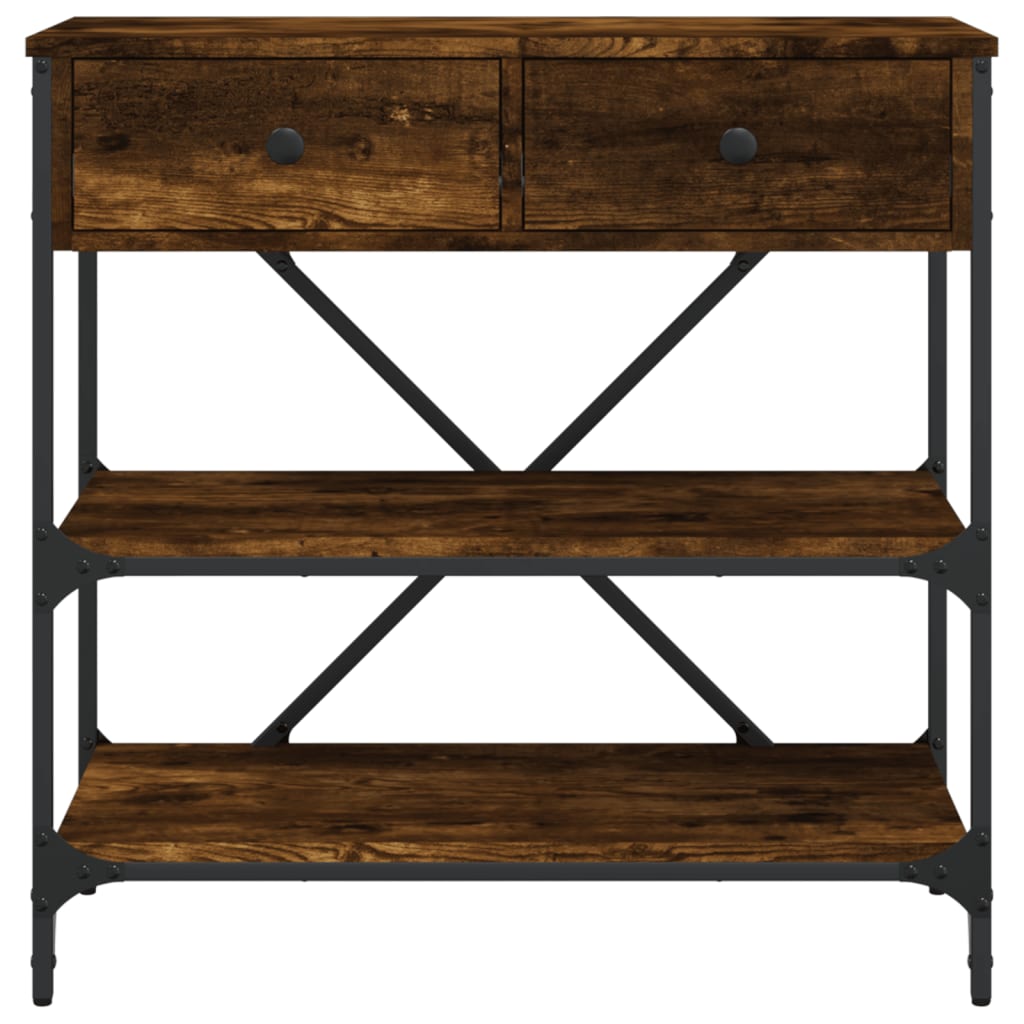 Smoked Oak Engineered Wood Console Table - 75x34.5x75 cm