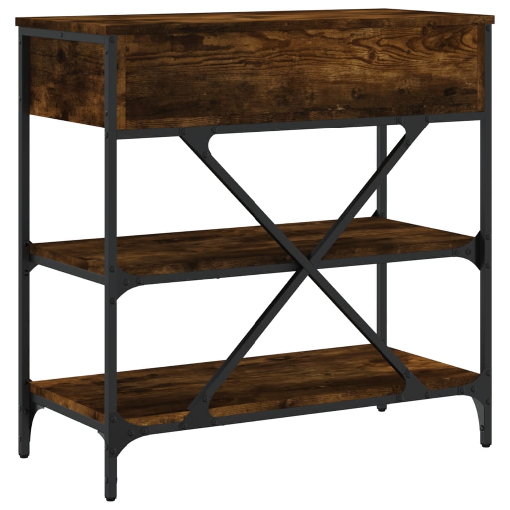 Smoked Oak Engineered Wood Console Table - 75x34.5x75 cm
