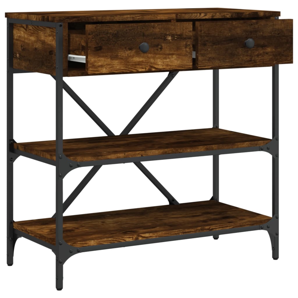 Smoked Oak Engineered Wood Console Table - 75x34.5x75 cm