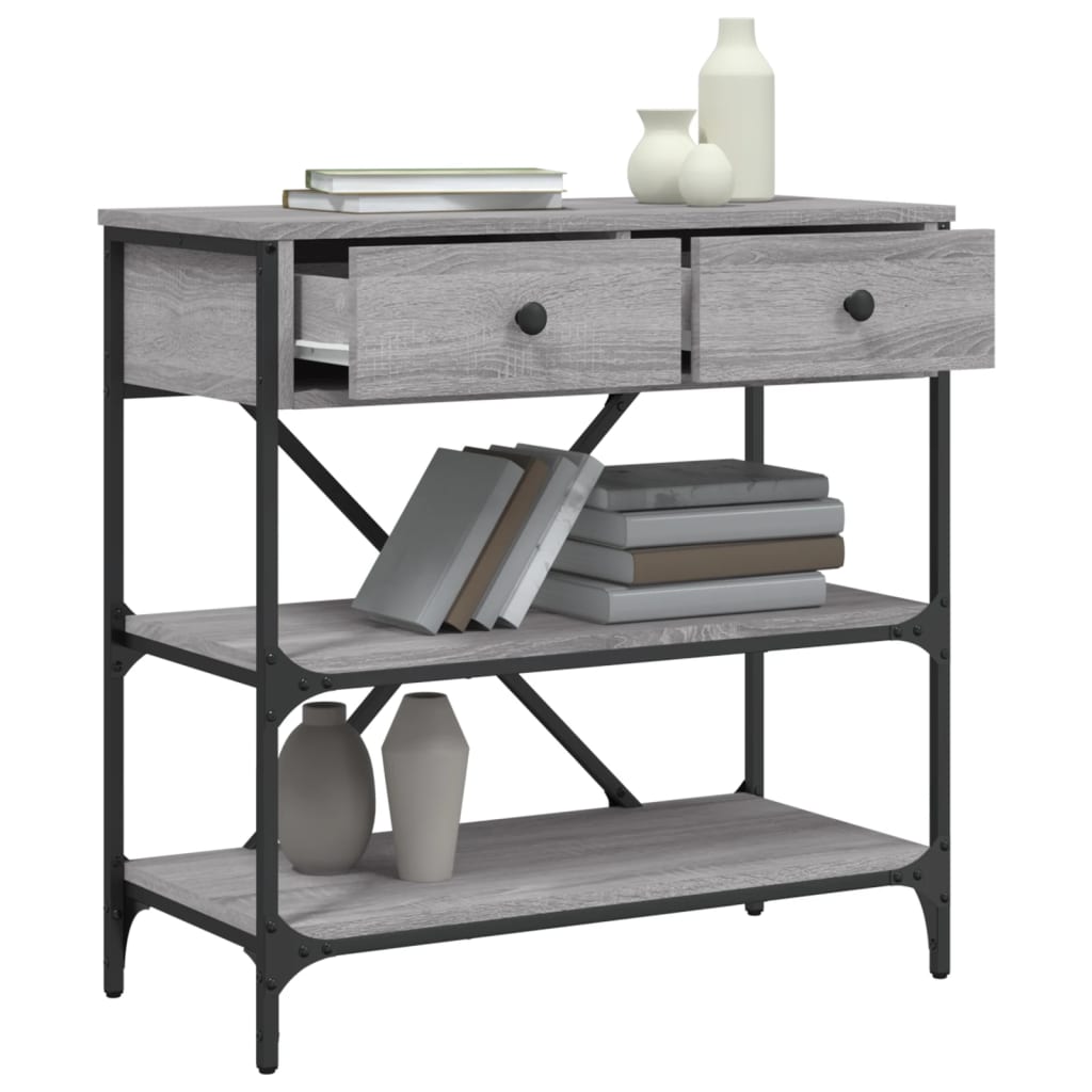 Sonoma Grey Console Table - Engineered Wood, 75x34.5x75 cm