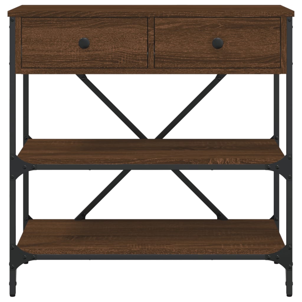Brown Oak Console Table - Engineered Wood, 75x34.5x75 cm