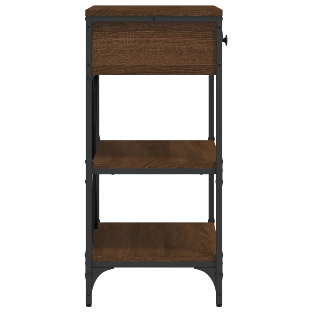 Brown Oak Console Table - Engineered Wood, 75x34.5x75 cm