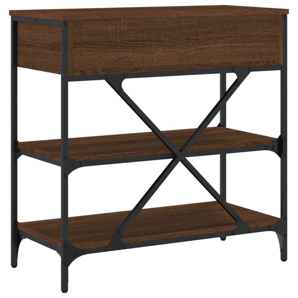 Brown Oak Console Table - Engineered Wood, 75x34.5x75 cm