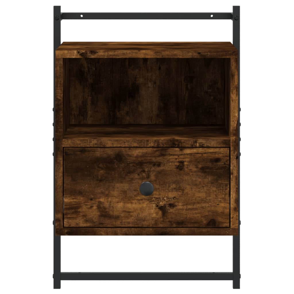 Wall-Mounted Smoked Oak Bedside Cabinet 40x30x61 cm - Engineered Wood