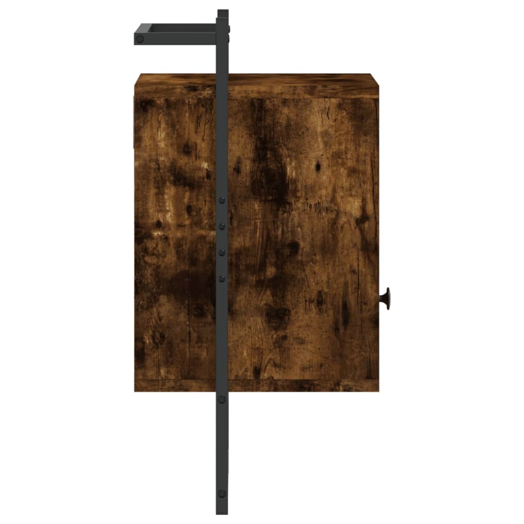 Wall-Mounted Smoked Oak Bedside Cabinet 40x30x61 cm - Engineered Wood