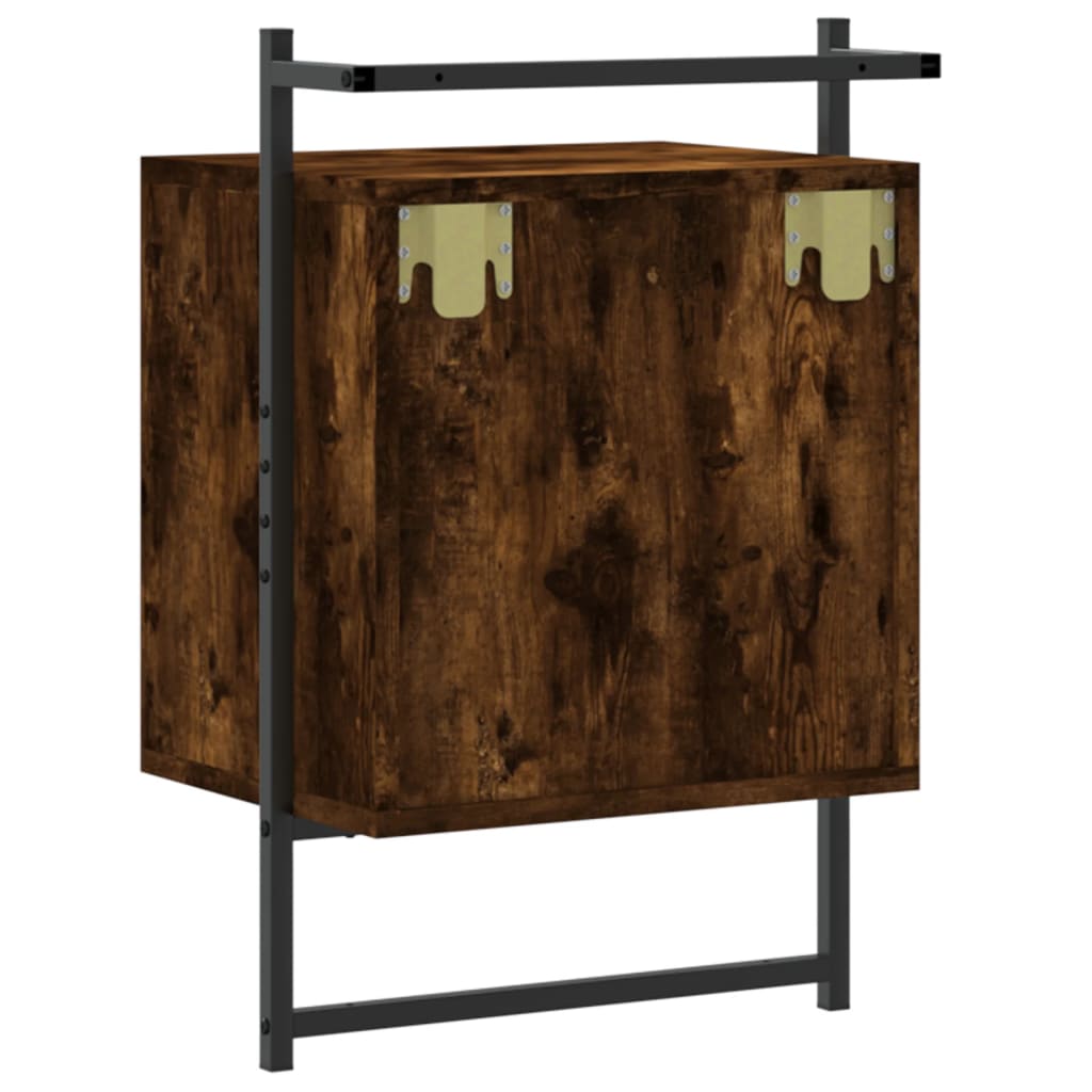 Wall-Mounted Smoked Oak Bedside Cabinet 40x30x61 cm - Engineered Wood