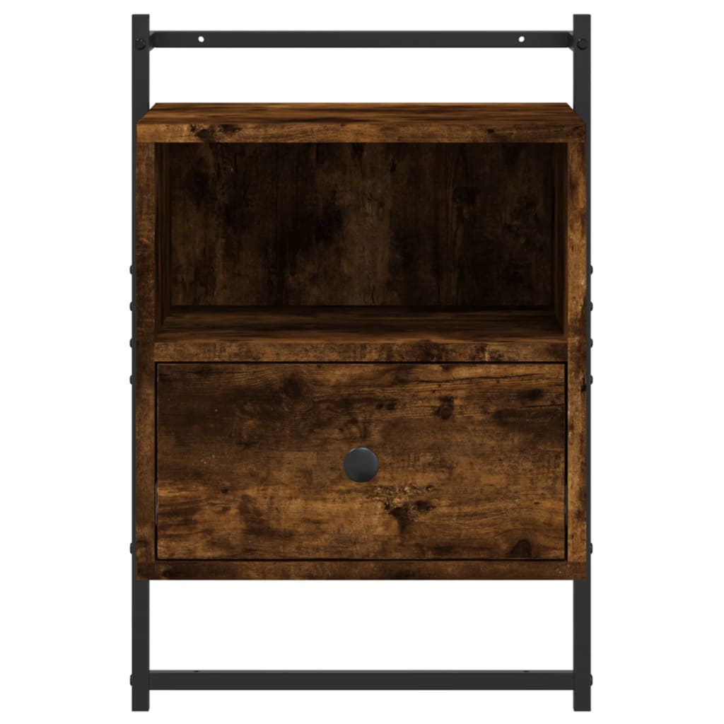 Wall-Mounted Smoked Oak Bedside Cabinets Set - 40x30x61 cm