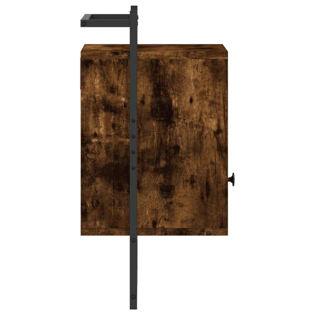 Wall-Mounted Smoked Oak Bedside Cabinets Set - 40x30x61 cm